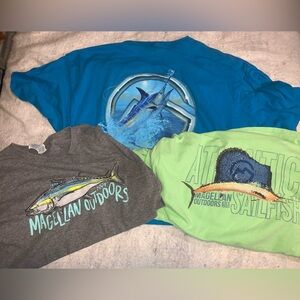 Lot Of 3 Used Men’s Magellan Outdoors Short Sleeve T’s Size-2XL Green, Blue,Gray